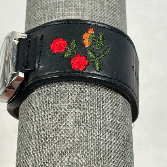 Fossil Watch Womens 31mm Date Floral Embroidered Band Silver Tone New Battery - Picture 6 of 11